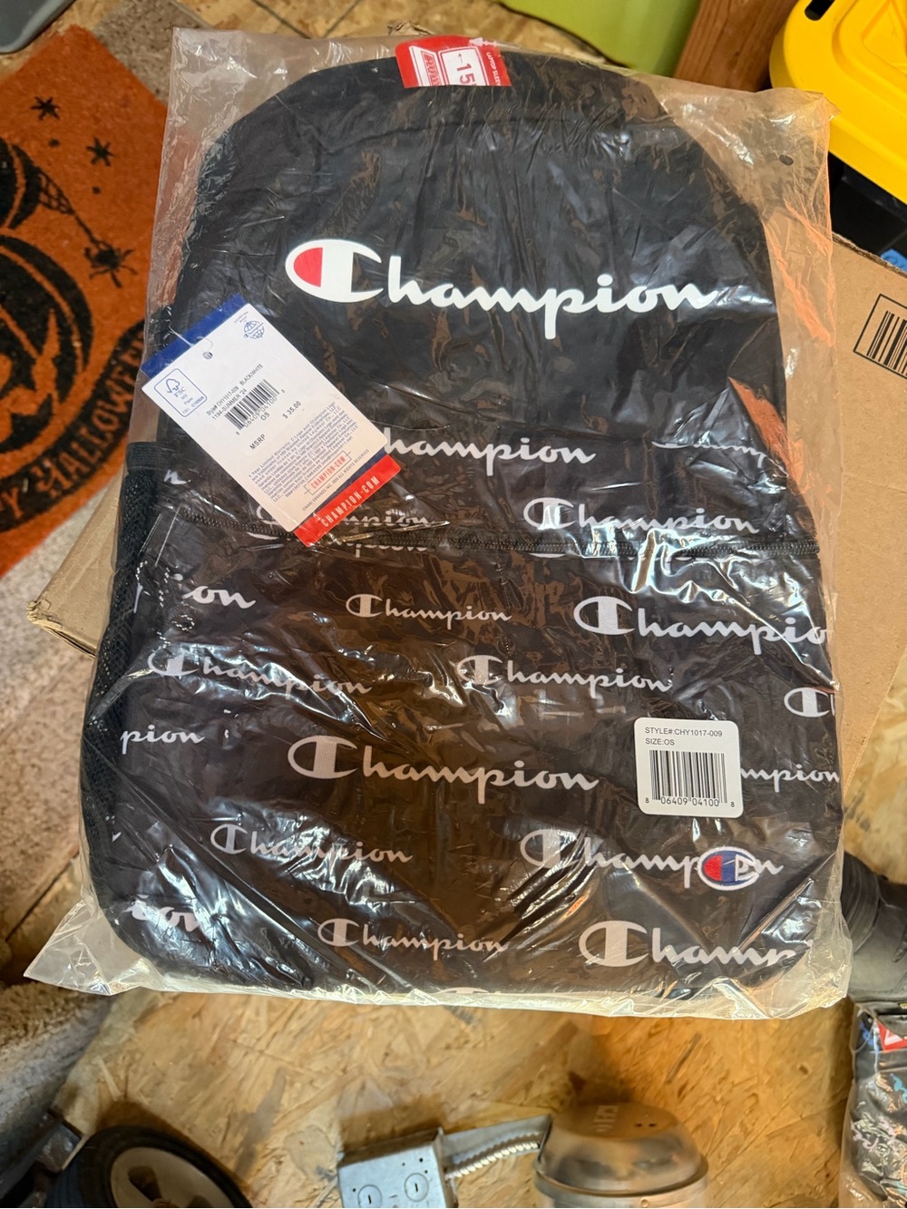 Champion Black Backpack with Logo Print